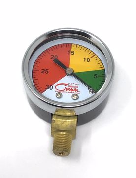 Picture of COLOR CODED VACUUM GAUGE 0-30 HG 1/8 BOTTOM MOUNT 2 FACE