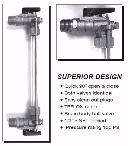 Picture of GAUGE GLASS VALVE SET W/12” RODS & GAUGE GLASS