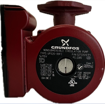 Picture of 52722512 GRUNDFOS UPS26-99FC (UP2699FC) 3 SPEED 1/6 HP CAST IRON FLANGED CIRCULATOR-115V, INCLUDES CHECK VALVE