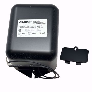 Picture of 421-104 ALLANSON IGNITION TRANSFORMER.  120 VOLTS 60HZ MID POINT GRO