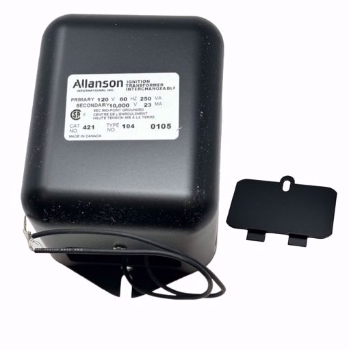 Picture of 421-104 ALLANSON IGNITION TRANSFORMER.  120 VOLTS 60HZ MID POINT GRO
