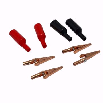 Picture of 5035 Copper alligator clips, 1-31/32in. long, jaws open 5/16in. max., crimper slotted screw connection, pack of 2 red, 2 black, 4 clips