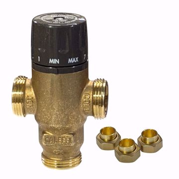 Picture of 521509A CALEFFI 3/4 INCH SWEAT 3-WAY THERMOSTATIC MIXING VALVE 80-150F